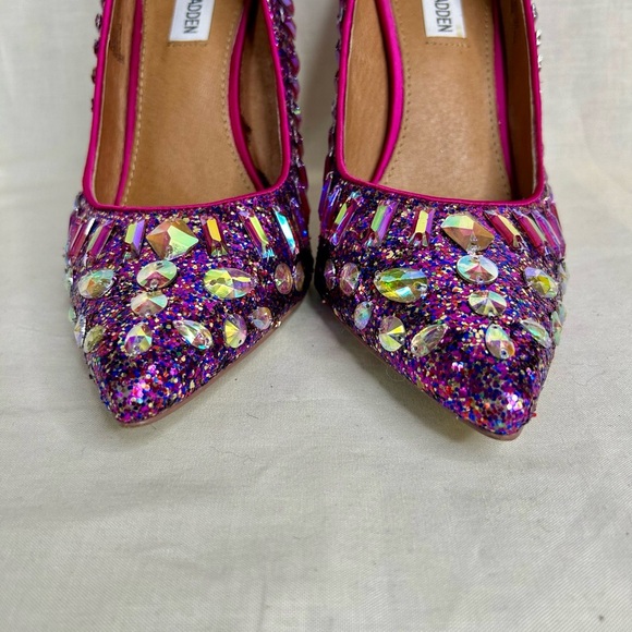 ✨ Steve Madden “Galaxie” Purple Glitter Rhinestone Heels – Size 9M ✨ - Picture 3 of 6
